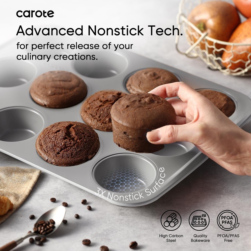7-Piece Nonstick Stackable Baking Pans Set - Bakeware Sets Including Cookie S...