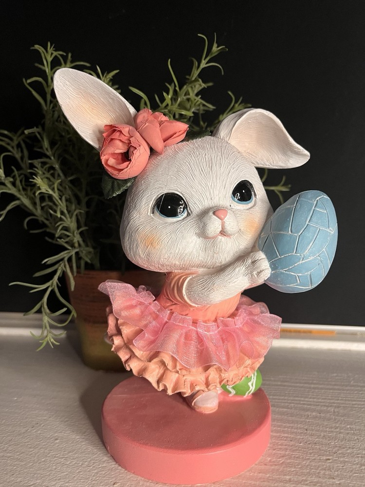 Ballerina Easter Bunny Girl Holding Easter Egg NWT