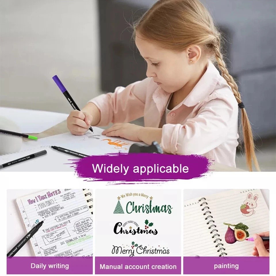 72 Colors Acrylic Paint Markers, Dual Tip Acrylic Paint Pens with Brush Tip & Fi