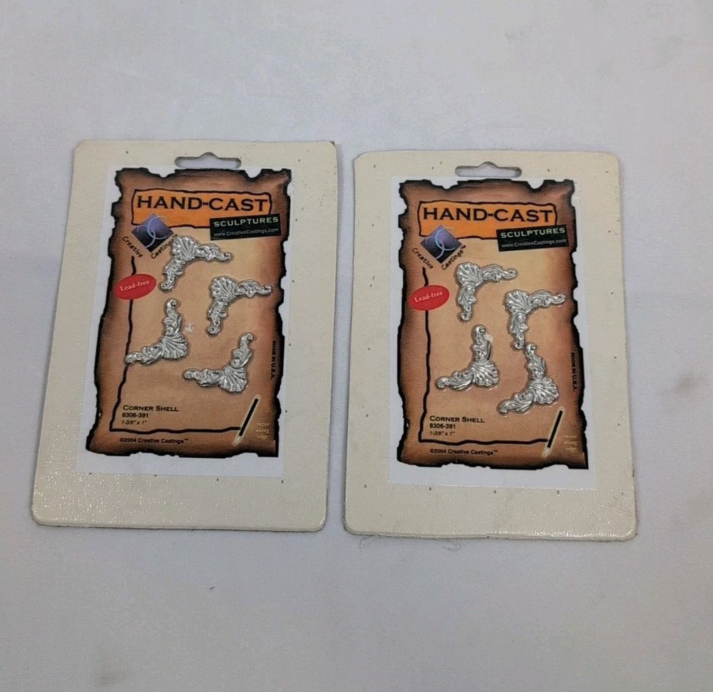 2 Packages Lead Free Hand-Cast Sculptures Corner Shell