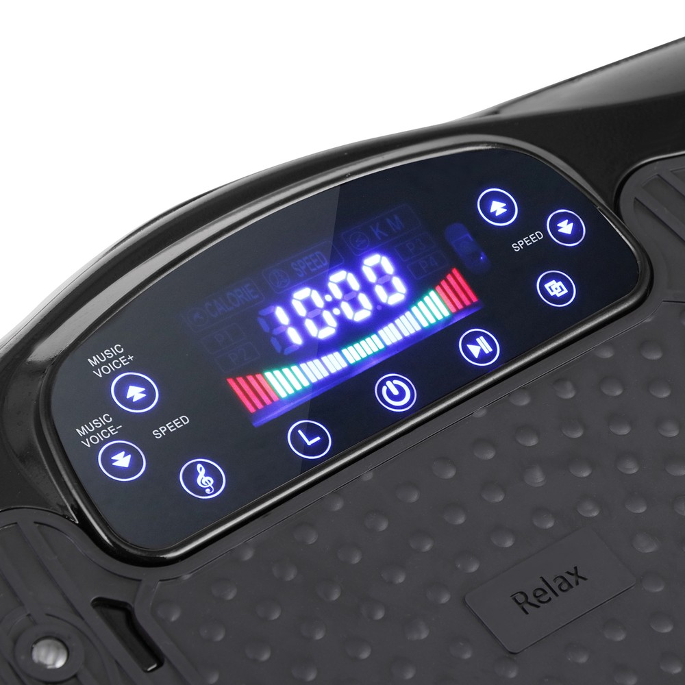 Full Body Workout Vibration Platform Machine wi/ Loop Bands Remote Control Black