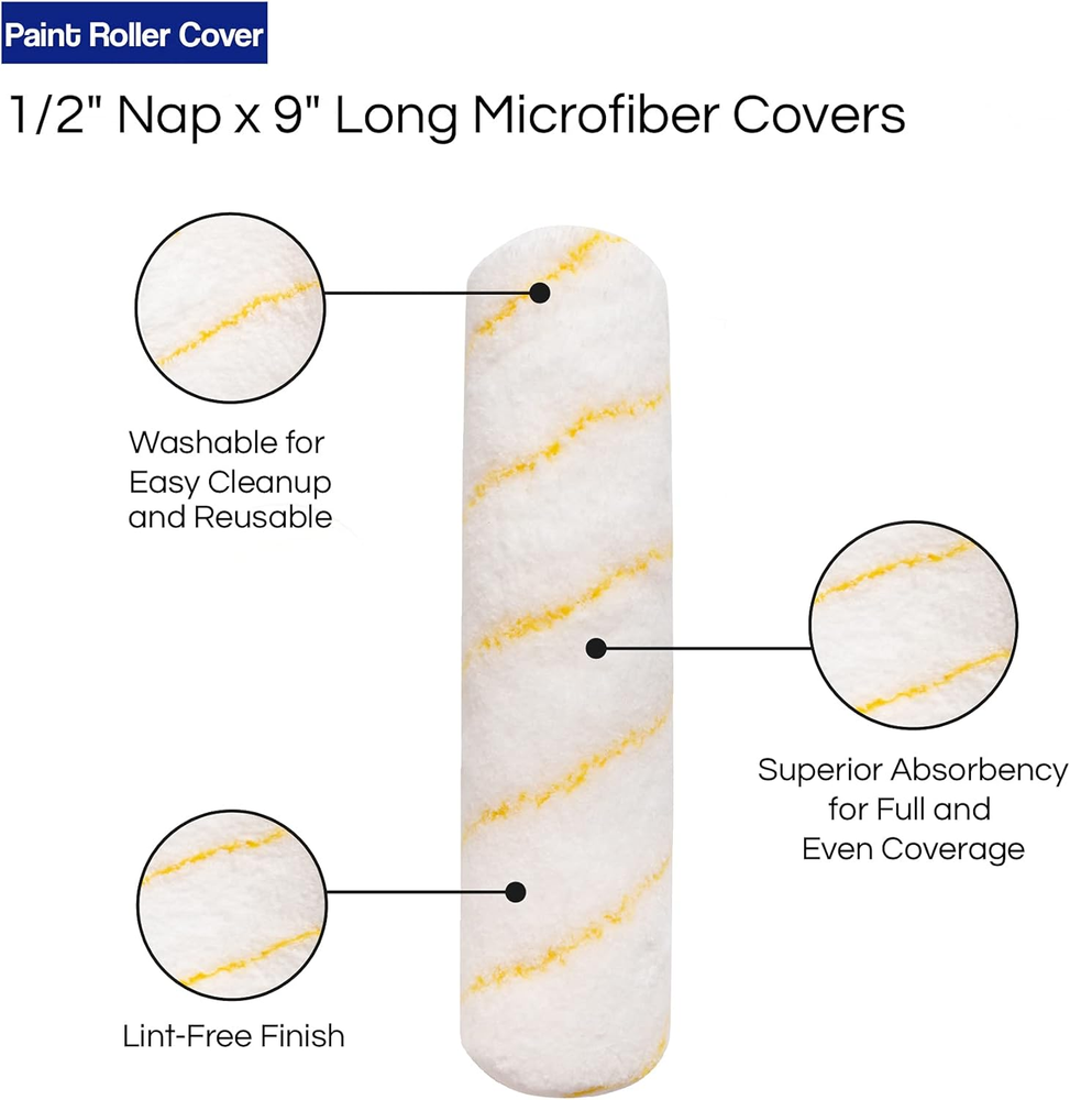 - Paint Roller Covers - 1/2 X 9 Inch Microfiber 5 Pack
