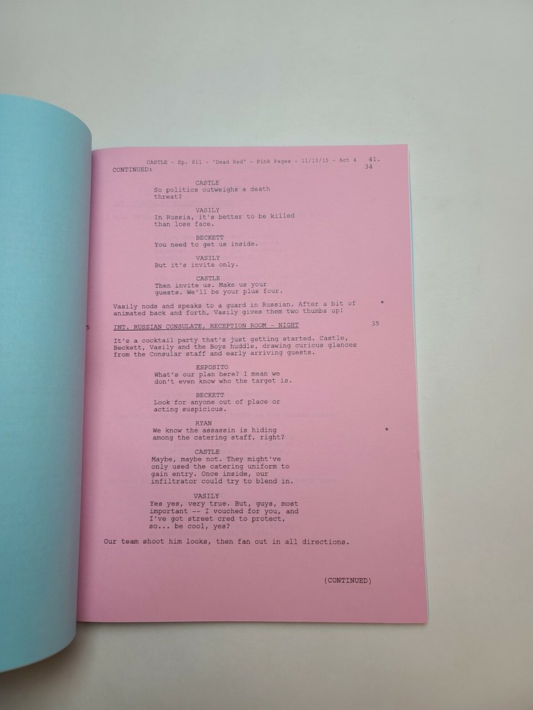 CASTLE / Jim Adler TV Script, Ann Cusack & Seamus Dever "Dead Red"