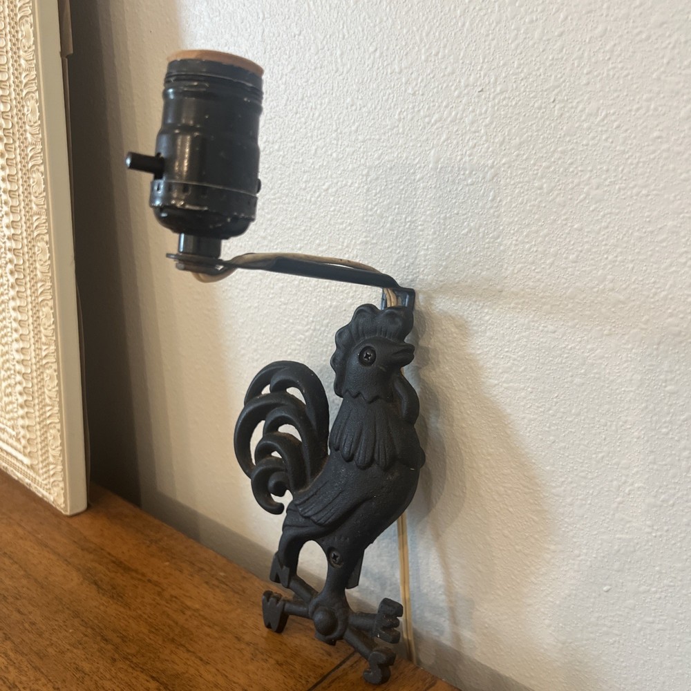 Iron Rooster Wall Sconce