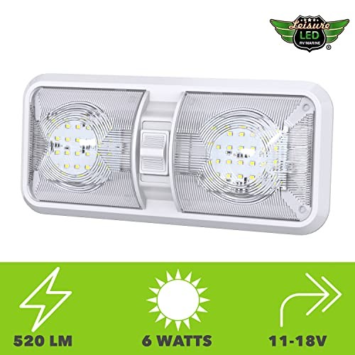 5 Pack RV LED Ceiling Double Dome Light Fixture with ON/Off Switch Interior