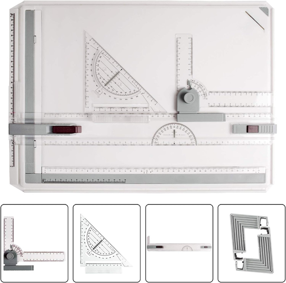 A3 Drawing Board, Lightweight Multi-Funtion Drafting Table with Adjustable Measu