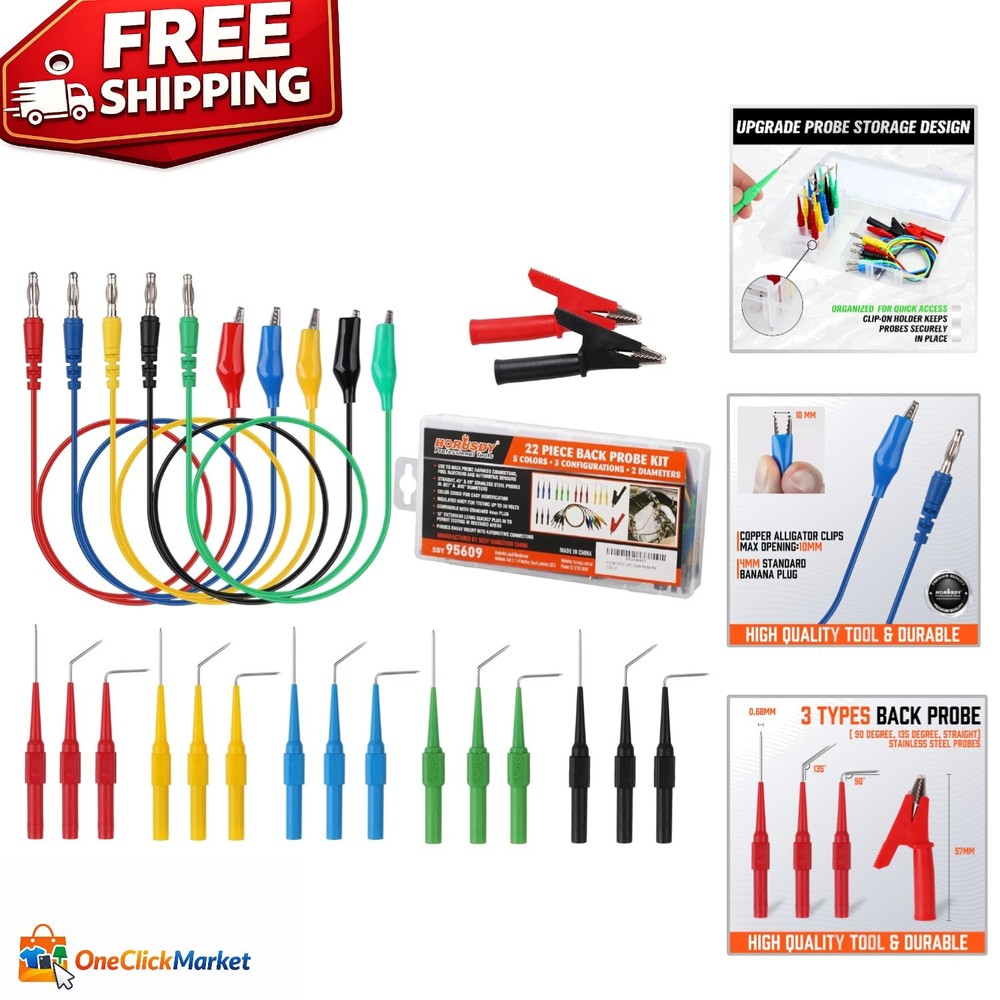 22PCS Back Probe Pin Kit - Electrical Testing Probes with Color-Coded Wires