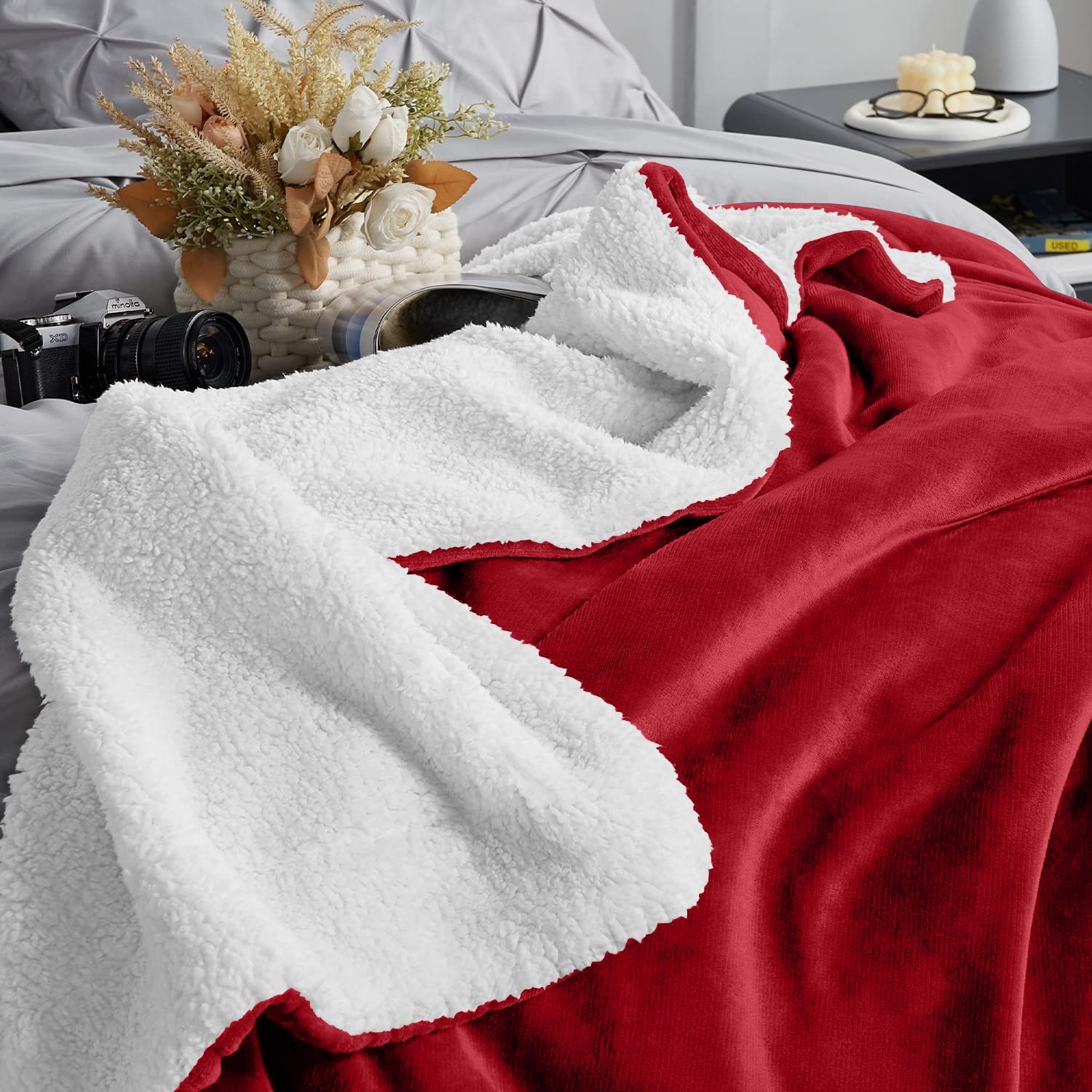 Thick Warm Sherpa Fleece Blanket Throw for Winter Soft Bedding Blankets Queen