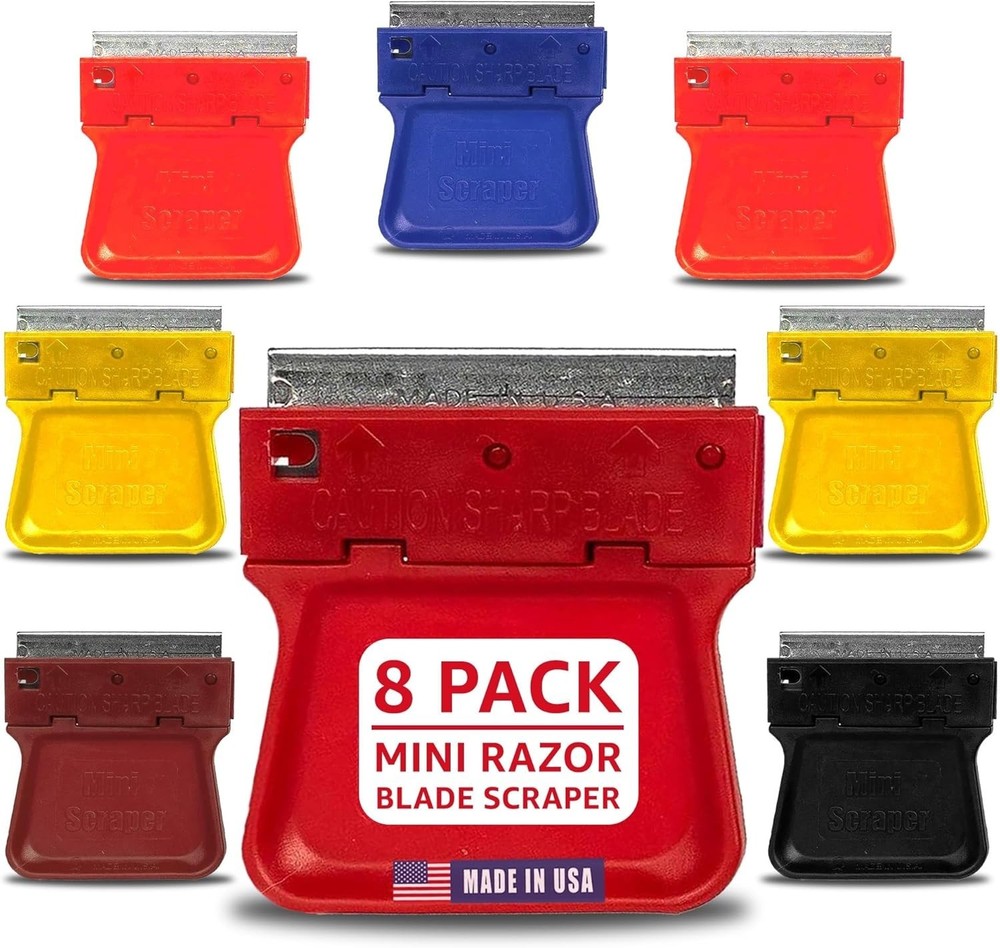 Compact 1.5-Inch Razor Scrapers - Multi-Surface Cleaners in Assorted Colors