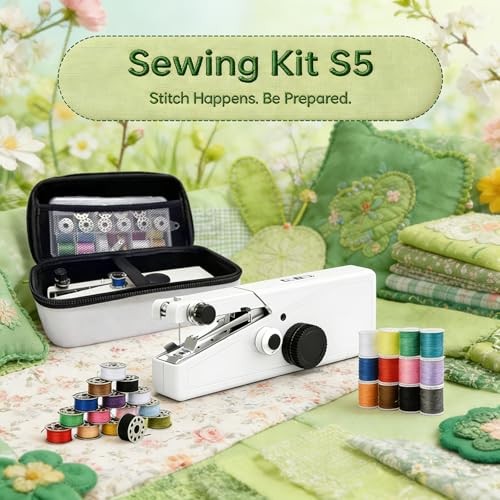 Handheld Sewing Machine For Beginners, Mini Sewing Machine Portable, Easy White