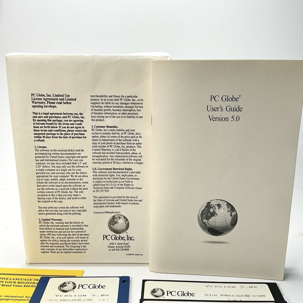 PC Globe Version 5.0 The New World Order DOS 3.5” Disks Vintage Computing