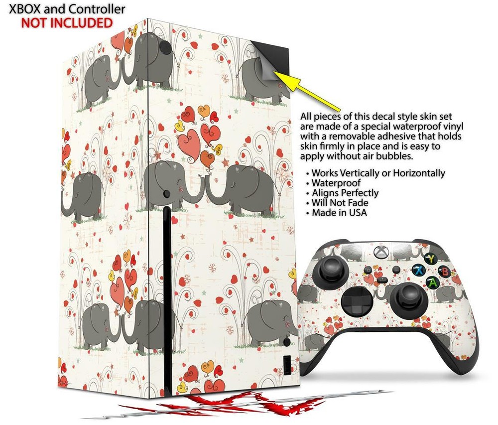 Skins XBOX Series X Console Controller Elephant Love