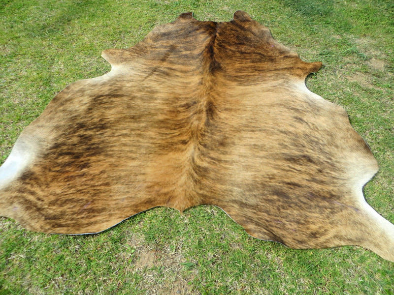 MAKE OFFER !! LARGE BRINDLE brown Cowhide Rug natural Cowhides Cow Hide Skin RN