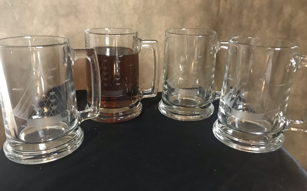 4-VINTAGE MUGS WITH CLIPPER SHIP HEAVYWEIGHT