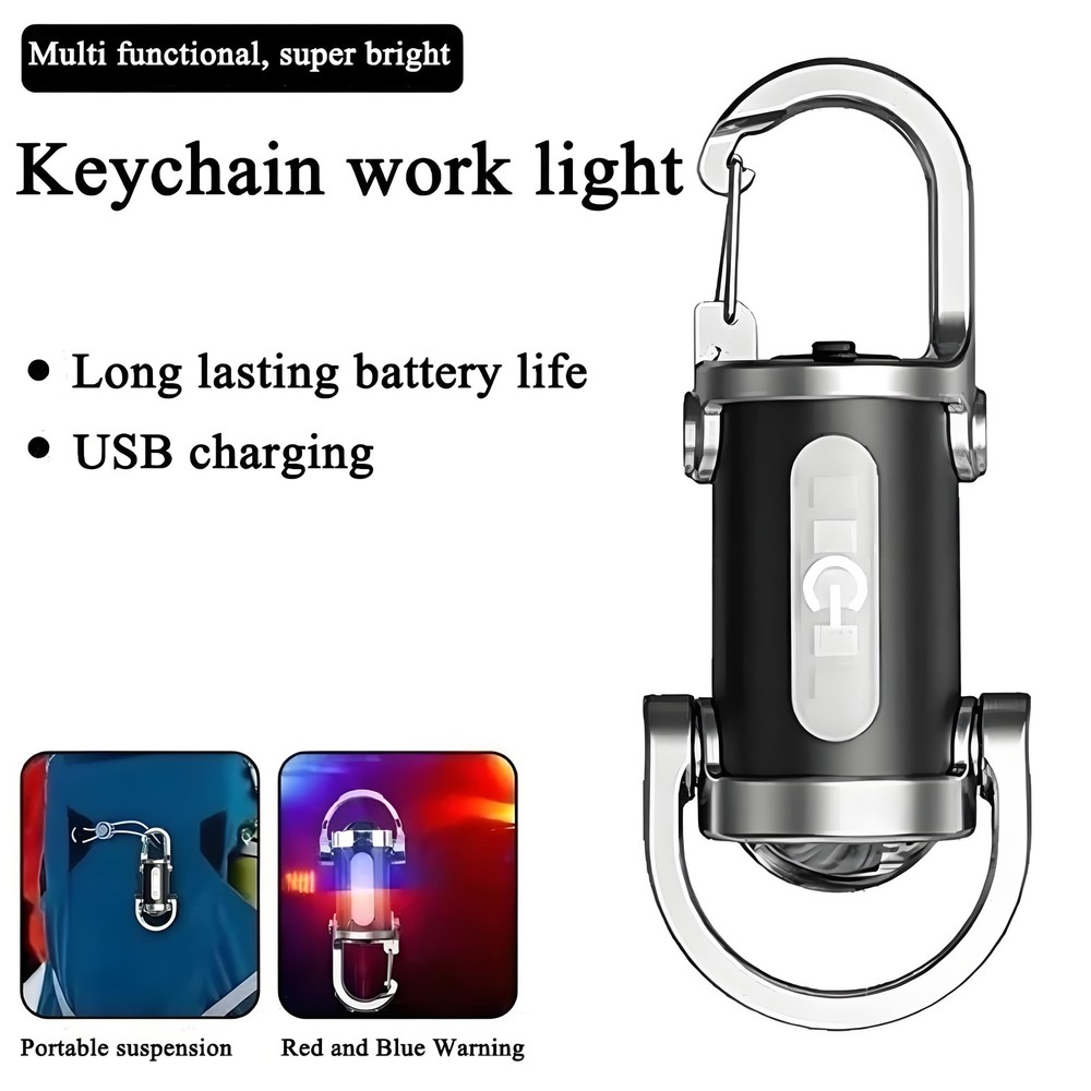 2PCS Portable Rechargeable Bright Keychain Flashlight Charger,Emboadlie Mode AE