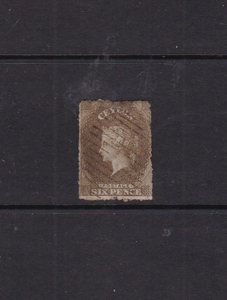 Ceylon 1861 6d Rough Perfs Used