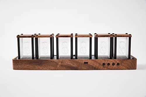 Nixie Tube Clock Walnut Digital Desk Clock, Support Wi-Fi Time Calibration,