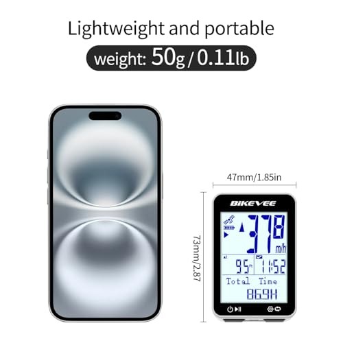 GPS Speedometer & Odometer - Wireless Bike Computer, White-A【Standard Mount】