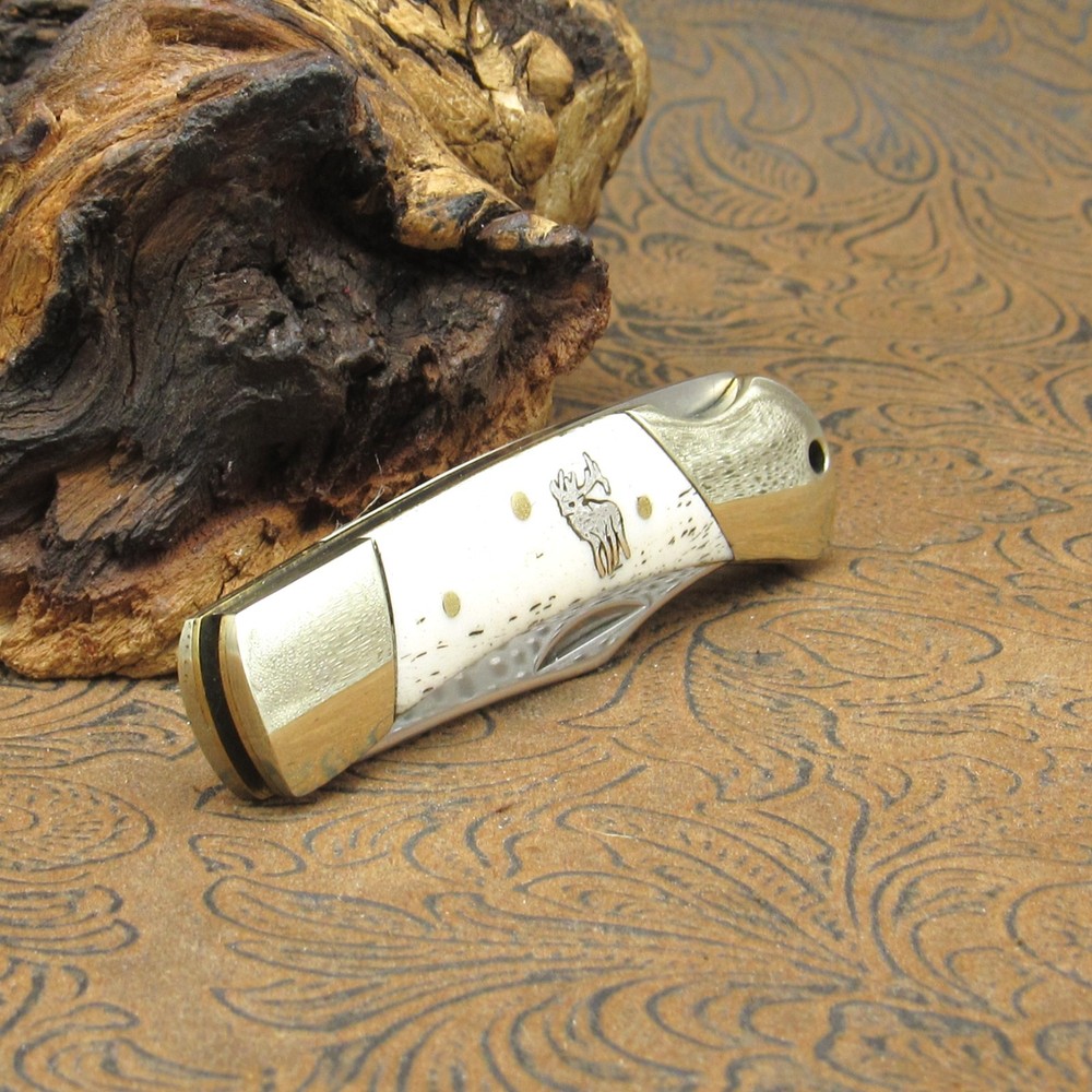 *3" Riveted Antler Handled Locking Blade Pocketknife