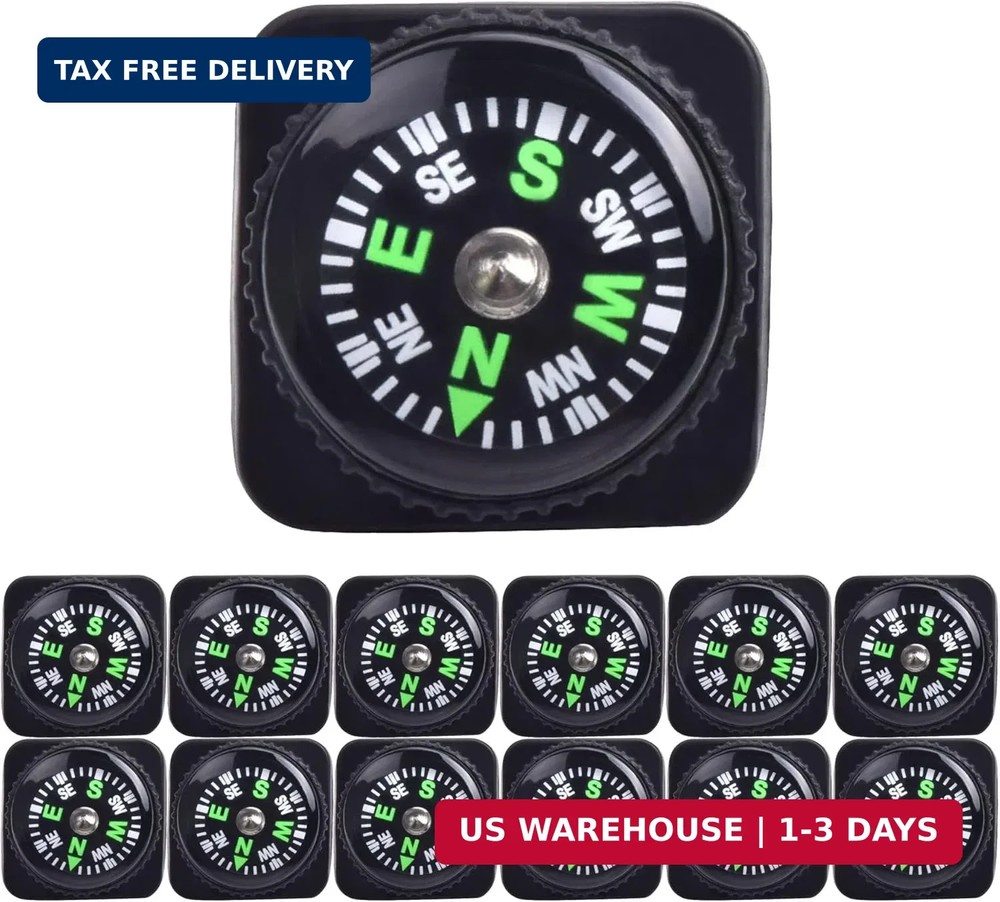 15pcs Slip-On Wrist Compass Hard Shell Liquid Filled Mini Small Button Compass P