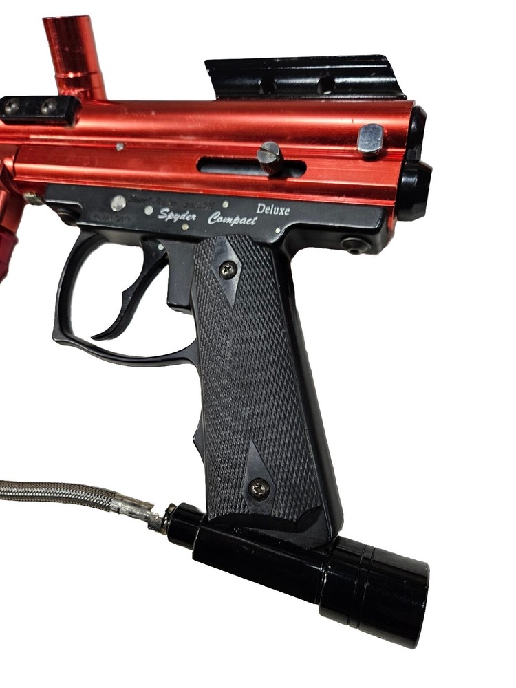 Red Java Spyder Compact Deluxe Paintball Gun & Barrel + Gas Thru Vertical Grip