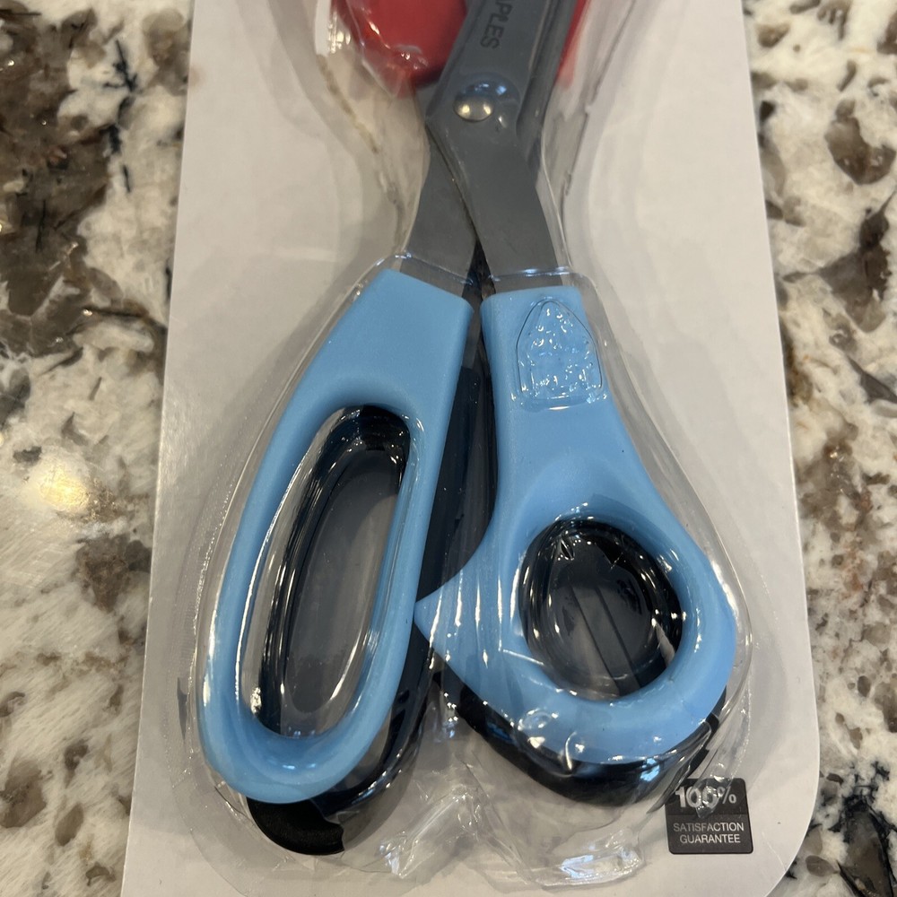 Staples 8" Bent All-Purpose Scissors, 3-Pack, Assorted Colors