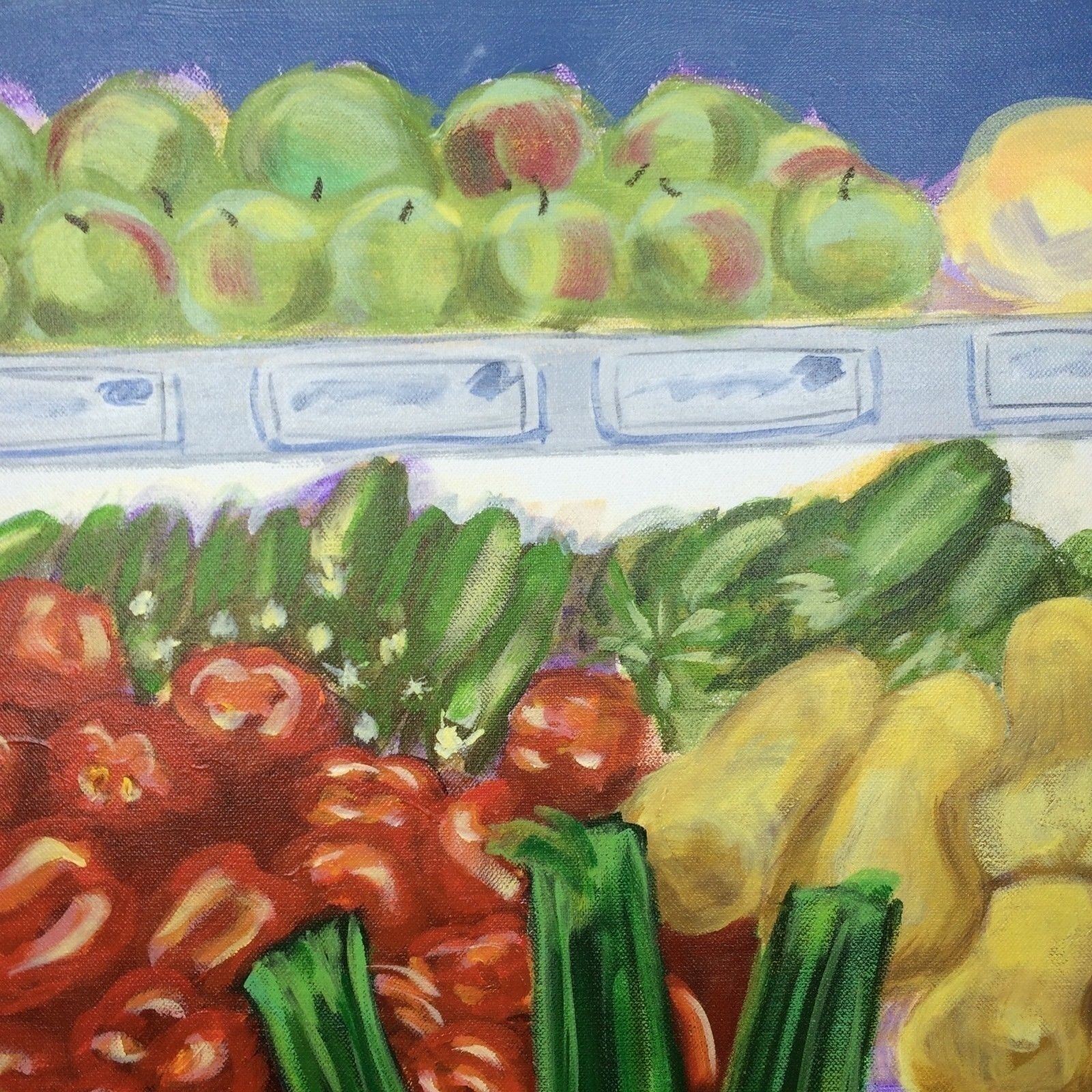 Art Fresh Vegetable Market Painting Original for Deli Restaurant 30x48