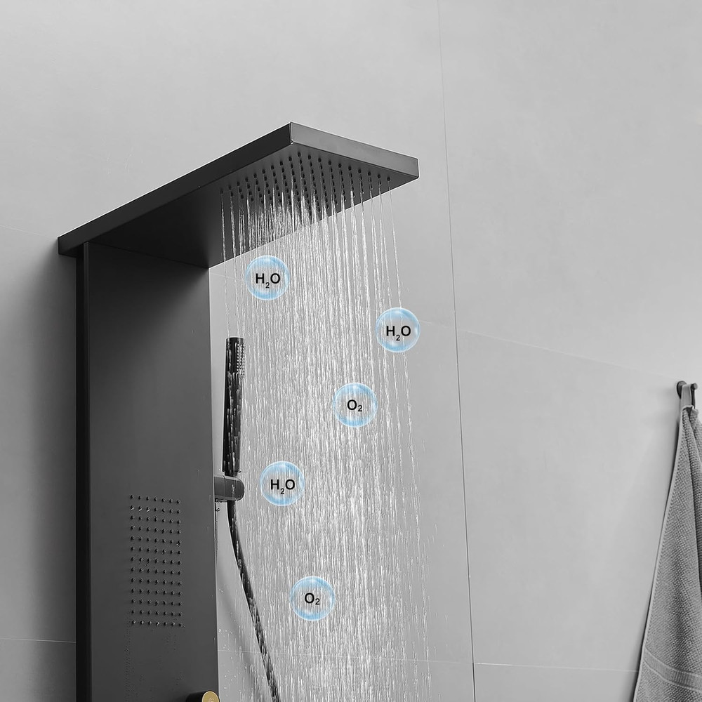 3 in 1 Shower Panel Tower System Stainless Steel Shower Panel Rainfall Shower He