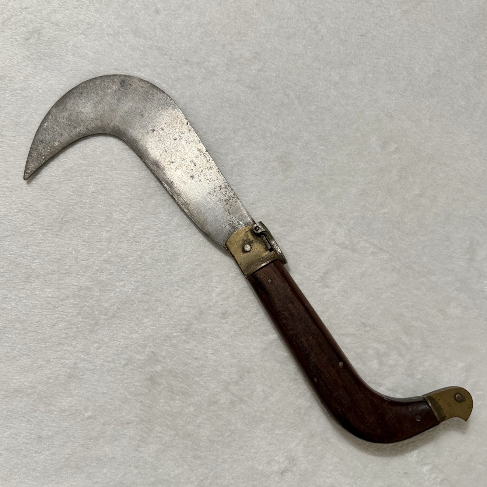 Whitby-Foreign-Roncola-Pruning-Thatcher-Bill-Hook-Knife-W/-Brown-Wooden-Handle