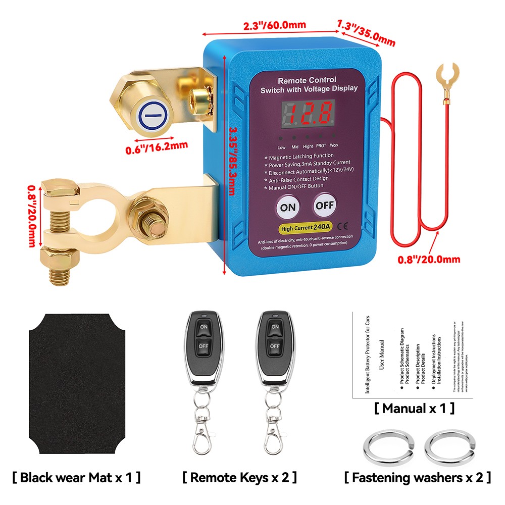 Car Battery Disconnect Switch Remote Control Power Kill Master Isolator Cut Off/