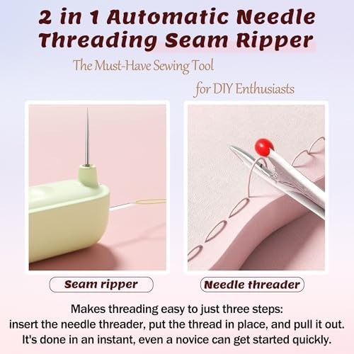 2-in-1 Needle Threader Seam Ripper Tool 3 Pack Auto Threading Sewing Kit