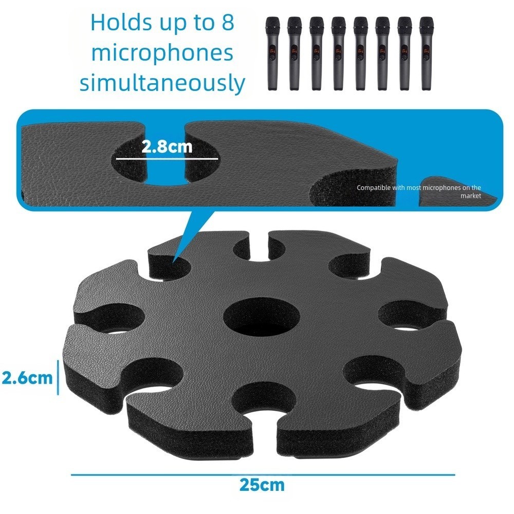 Multi Microphone Holder for 8 Microphones Black Finish for Professional Use