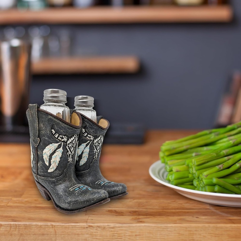 Cowboy Boots Salt & Pepper Shaker Set – Western Rustic Tabletop Décor