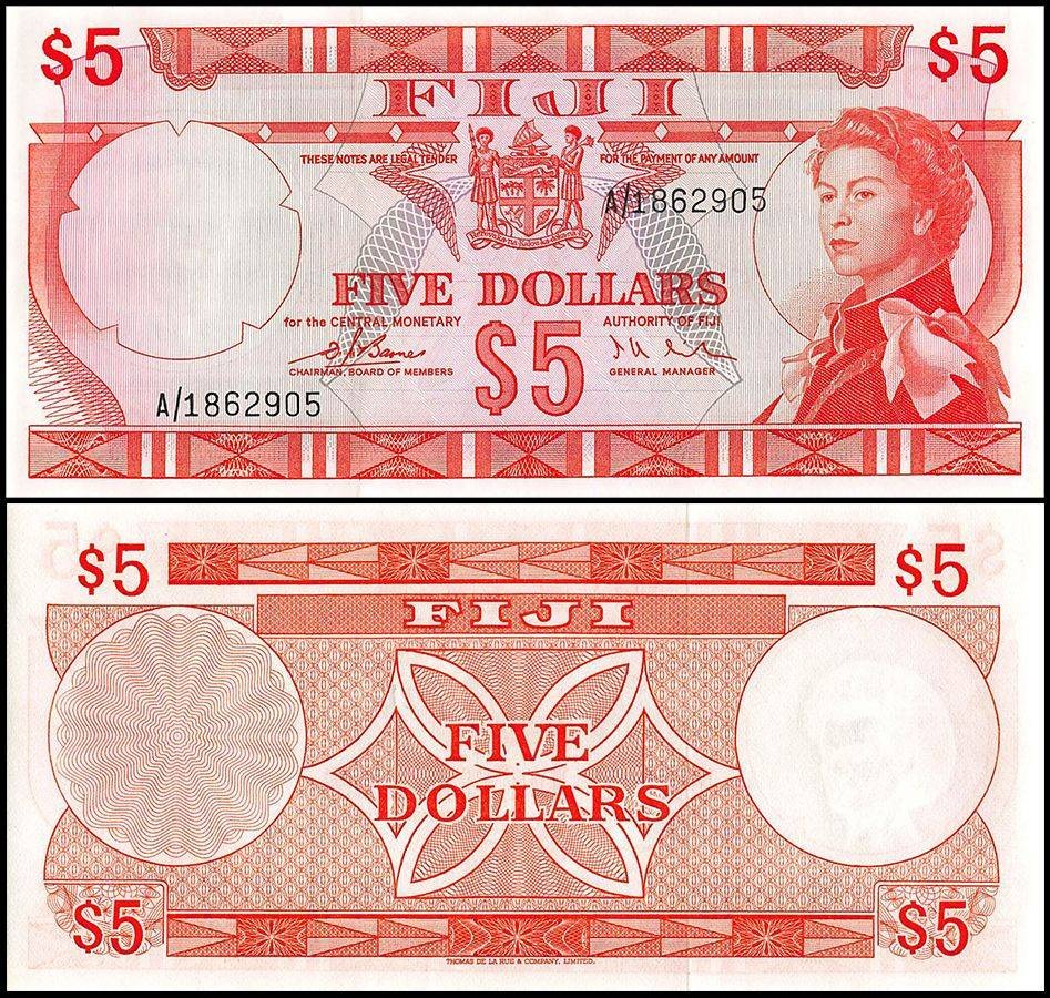 Fiji 5 Dollars, 1974 ND, P-73a, UNC