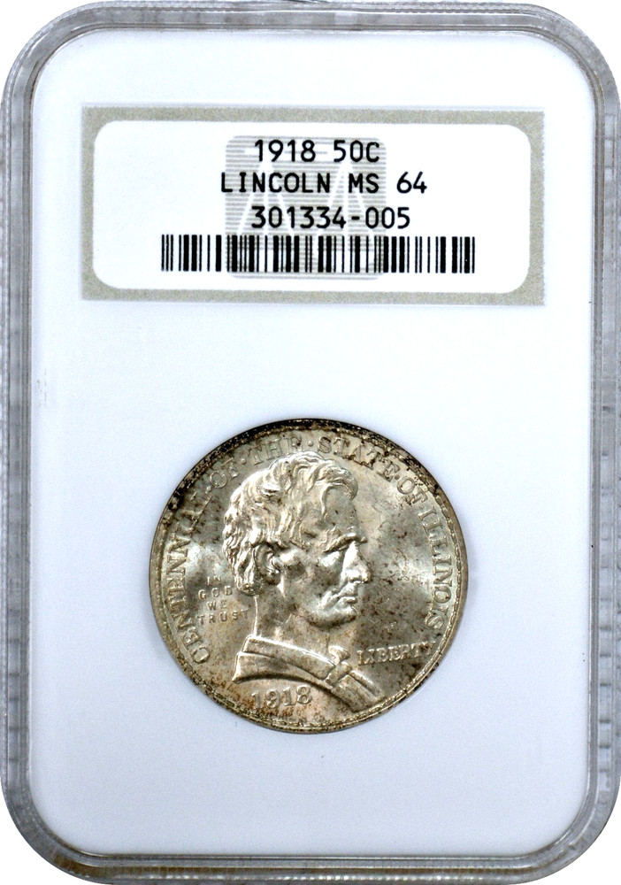 1918 Lincoln Commemorative Half Dollar NGC MS64 Choice Uncirculated