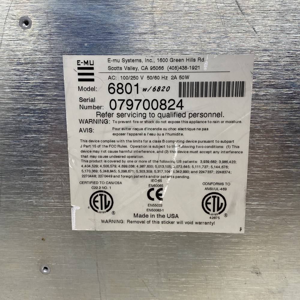 E-mu Systems E4X Turbo Model 6801/6820 Emulator Sampler *READ*