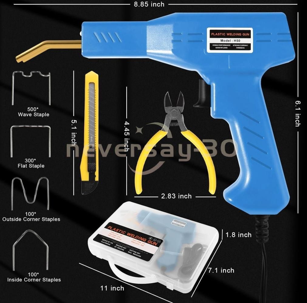 Hot Stapler Car Bumper Fender Welder Gun Plastic Repair Kit 1000 Staples New