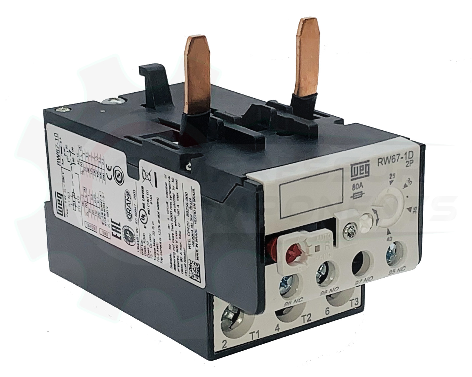 WEG RW67-1D2-U040 / 25-40 AMP 2 POLE ADJUSTABLE OVERLOAD RELAY FOR CWM CONTACTOR