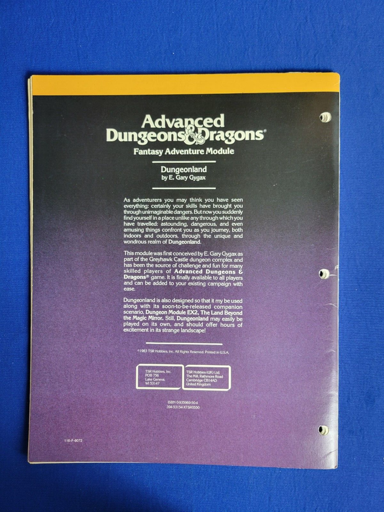 Dungeonland Adventure Module - AD&D EX1