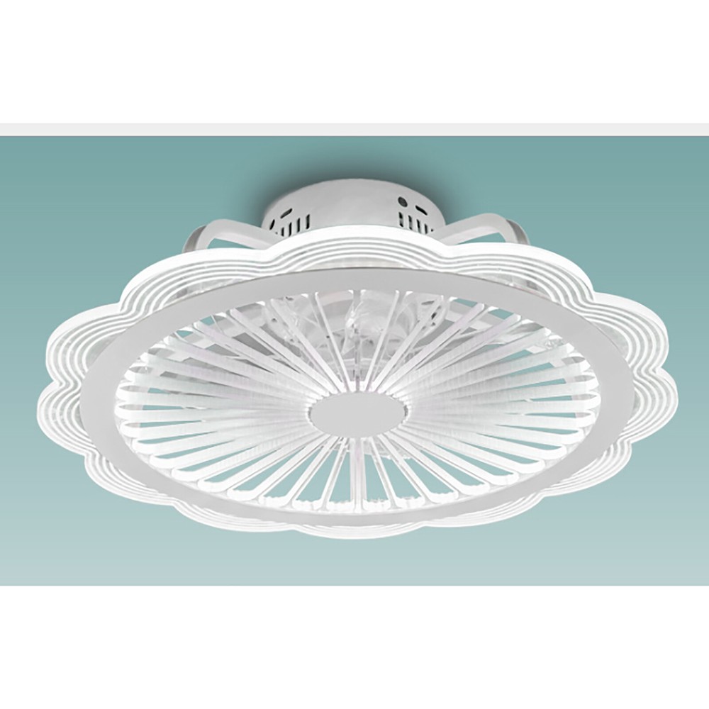 Flush Mount Ultra Thin Ceiling Fan Light Dimmable LED Chandelier+Remote Control