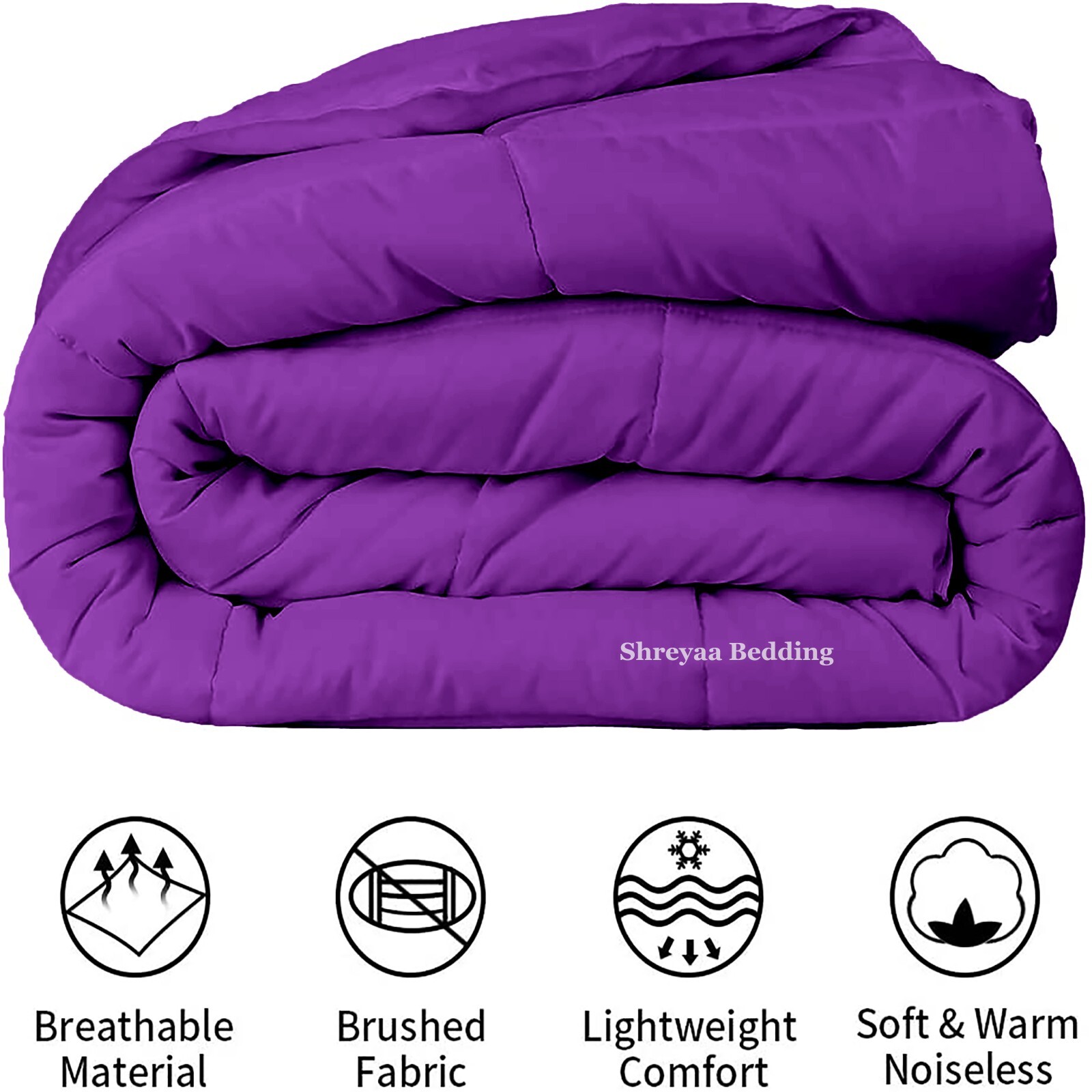 8 PCs Bedding Set (Comforter+Sheet Set+Duvet Set) 1000 TC Egyptian Cotton Purple