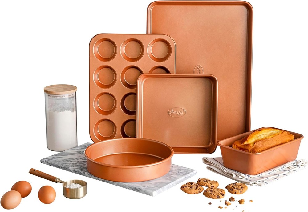 Non Stick Ceramic Bakeware Set 5 Piece No Warp & Dishwasher Safe Baking Set
