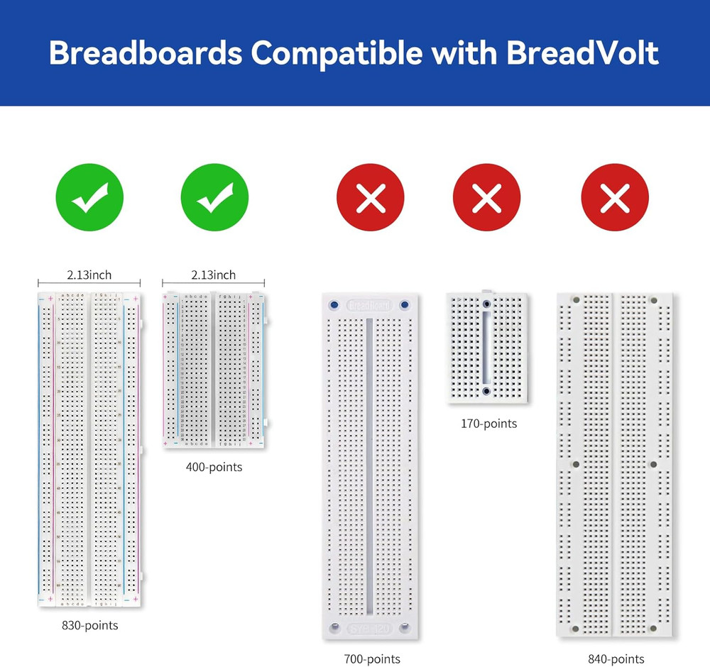 Breadvolt Breadboard Power Supply Module Built-In Rechargeble Battery Compatible