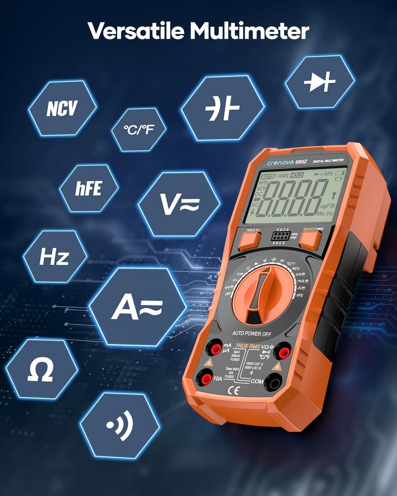 Versatile 890Z Digital Multimeter: Measure Voltage, Current, and More Safely