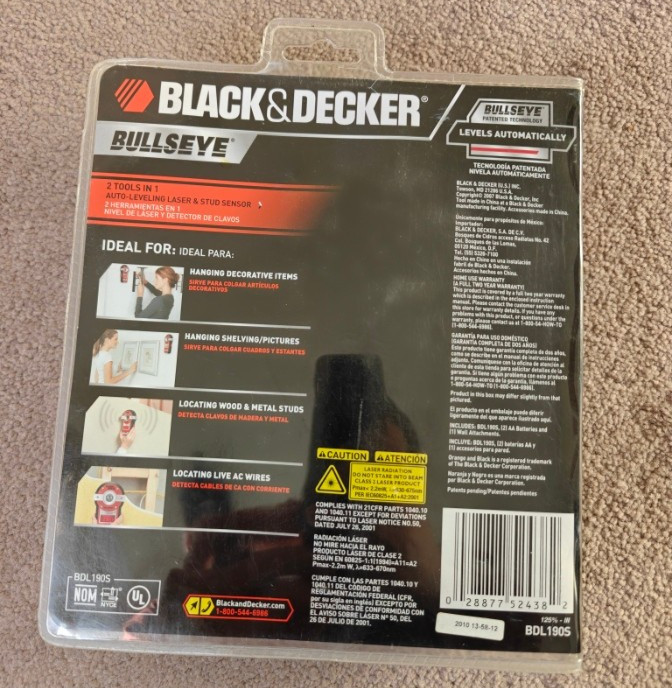 Black and Decker BDL190S Bullseye Auto-Leveling Laser and Stud Sensor