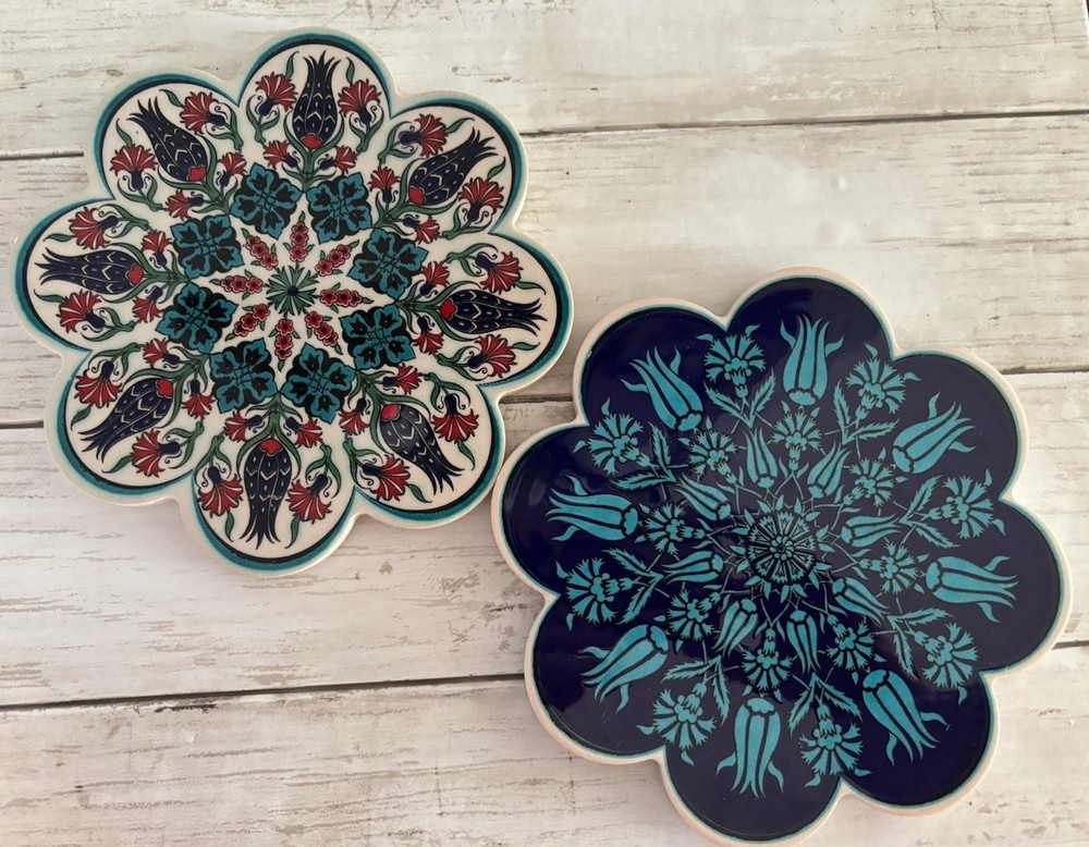 Turkish Ceramic Trivets Blue Set Of Two