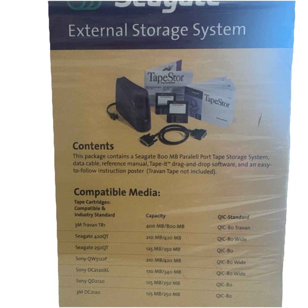 Seagate External Storage System Tapestor 800 Megabytes Model # Stt68ooP-R