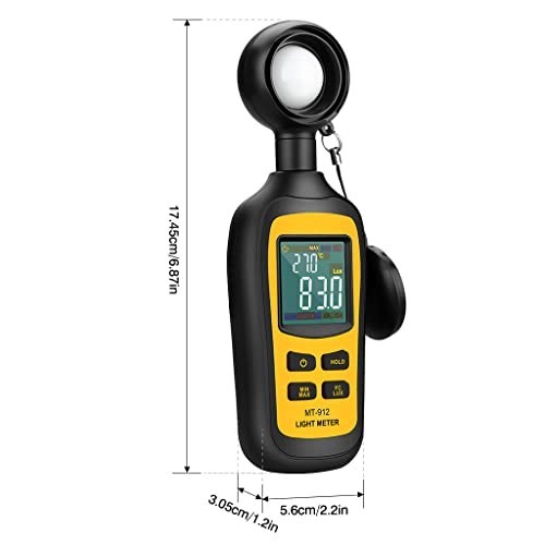 Digital Light Meter - Handheld Illuminance & Ambient Temperature Tester, 200,000