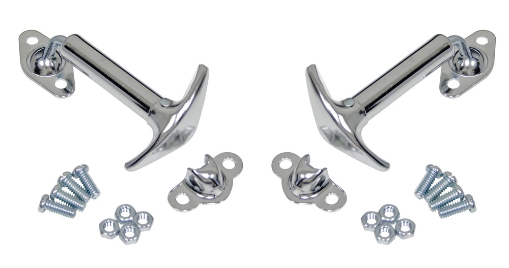 Empi Chrome Hood Latch Hold Downs - Pair - 3011