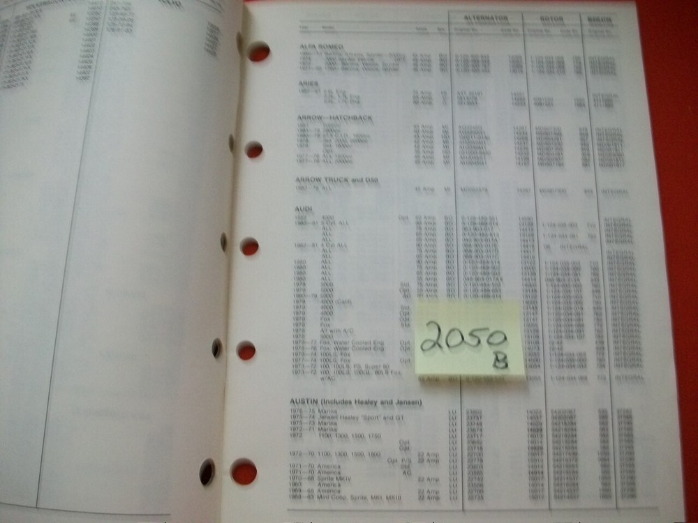 VINTAGE 1985 SET IDENTIFICATION, APPLICATION IMPORT CAR/TRUCK ELECTRICAL CATALOG